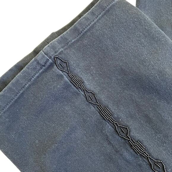 Lauren Ralph Lauren Sz 14 Aztec Beaded Black Pants Jeans Cotton Bootcut Relaxed - Picture 15 of 16